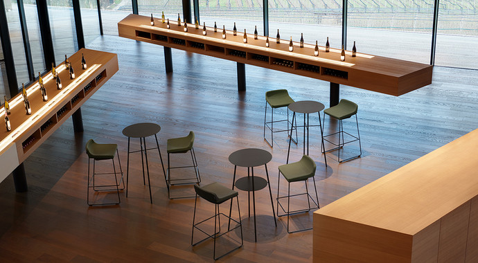 tonic metal barstool by rossin at Winery Kurtatsch